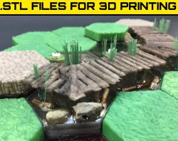 SWAMP SET - "HEX" TILES FOR A HIGHLY DETAILED 3D GAME BOARD.