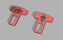 Two Seat belt buckle keychain models Toyota and PUNISHER branded