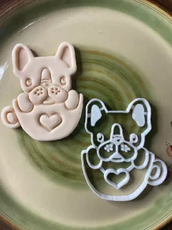 valentine's day Bulldog dog cookie cutter with hearth