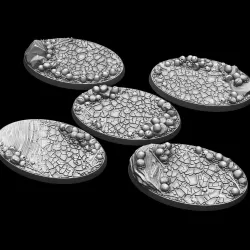 60x35mm Skull and Cracked Earth Bases Oval Cavalry bases x5 - LegendGames