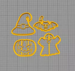 cutter cookie halloween - bat, witch hat, pumpkin, ghost