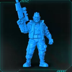 Cyberpunk Male Rifle Up Standing