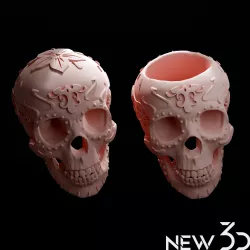 Day of the Dead Skull Flowerpot Mexico