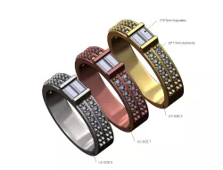 Double row Diamond and baguette band Us sizes 6 7 8 3D print model