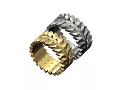 Double row eternity leaf motif band US size 5to13 3D print model