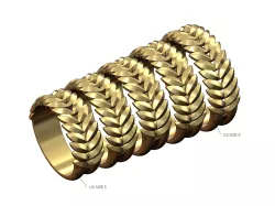 Double row tilted wheat leaf band 3D print model