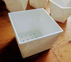 Flower pot with drain hole and elevated bottom