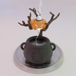 Halloween Backflow Incense Burner with Cauldron and Pumpkin