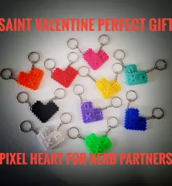 Pixel Heart Keychain for St Valentine Lovers Gift