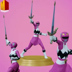 Power Rangers Lost Galaxy Pink Ranger Statue With Sword 3D Model