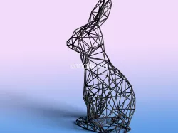 Rabbit Wire Frame Sculpture - Resin Print