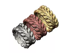 Rounded double row leaf motif band us size 6 7 8 3D print model