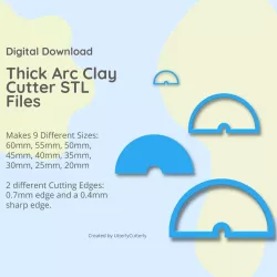 Thick Arc Clay Cutter - Arch STL Digital File Download- 9 sizes and 2 Cutter Versions