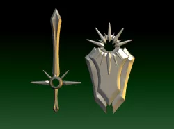 Wall Hang/cosplay LoL Leona Sword & Shield 3D printer model