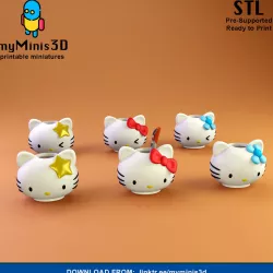 6 Pack Hello Kitty Holders or Pots | 3D print models.