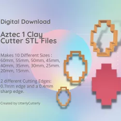 Aztec Shape 1 Clay Cutter - STL Digital File Download- 10 sizes and 2 Cutter Versions