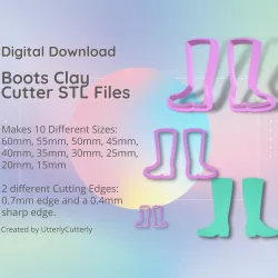Boots Clay Cutter - Autumn Fall STL Digital File Download- 10 sizes and 2 Cutter Versions