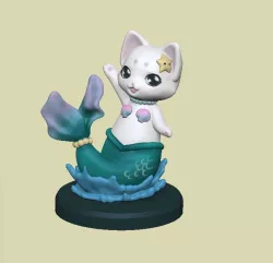 Chibi SD purrmaid cat mermaid cat figure