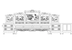 Chinese style furniture classical 8 cents big bed cad