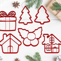 CHRISTMAS - christmas cookie cutter - xmas party cookie cutter - tree - pine - gift - house - mistletoe / fondant cutter - 8cm