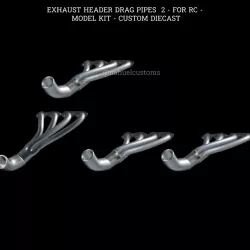 EXHAUST HEADER DRAG PIPES 2 - FOR RC - MODEL KIT - CUSTOM DIECAST