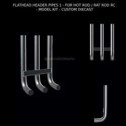 FLATHEAD HEADER PIPES 1 - EXHAUST FOR HOT ROD / RAT ROD RC - MODEL KIT - CUSTOM DIECAST