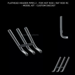 FLATHEAD HEADER PIPES 2 - EXHAUST FOR HOT ROD / RAT ROD RC - MODEL KIT - CUSTOM DIECAST