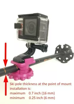 GoPro mount for Ski pole or Trail Trekking pole