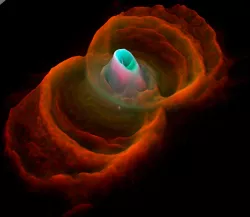 Hourglass nebula Hubble deep sky object 3D software analysis