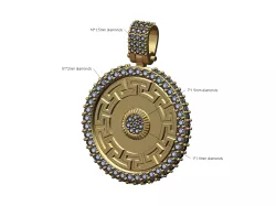 Iced Rolex bezel Versace pattern pendant with bail 3D print model