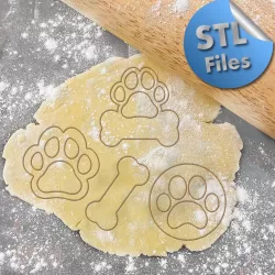 PAW AND BONE, PET COOKIE CUTTER, FONDANT AND CLAY SET