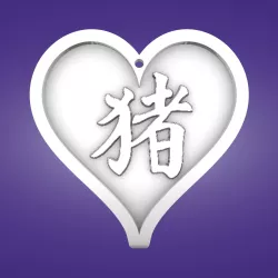 Pig Key pendant, heart, Chinese calender