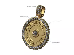 Rolex bezel Versace pattern iced pendant with bail 3D print model
