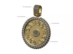 Rolex crown greek key iced pendant with bail 3D print model