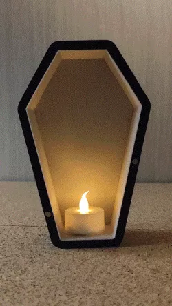 Scary Cat Halloween coffin tealight