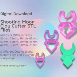 Shooting Moon Clay Cutter - Celestial STL Digital File Download- 12 sizes and 2 Cutter Versions