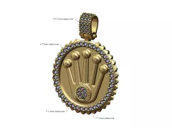 Studs halo Rolex crown iced pendant with bail 3D print model