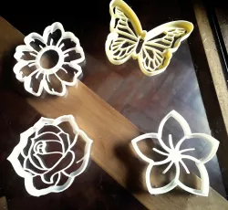 x4 Primavera - flores y mariposa cortantes de galleta masa