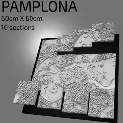 3D Pamplona | Digital Files | 3D STL File | Pamplona 3D Map | 3D City Art | 3D Printed Landmark | Model of Pamplona Skyline | 3D Art