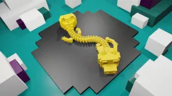Articulated two-headed pixel dragon
