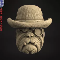Bulldog gentlemen version 1 Bas relief art for cnc