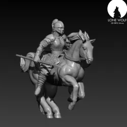 Cerdorion Shieldmaiden with Spear, mounted