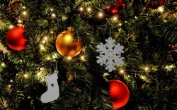 Christmas snowflake and boot decorations