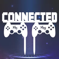 Connected Mr and Mrs Gamer Wedding Cake Topper