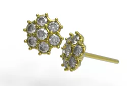 flower earing- stone 2mm