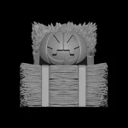 Halloween Jack-o'-lantern on bale of hay