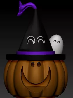 Halloween: Pumpkin with a witch's hat, leaked for led.