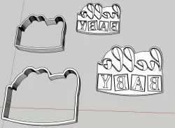 Hello Baby cookie cutter embossed new born boy girl cake design decoration party