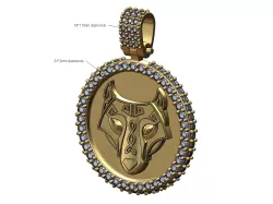 Iced Fenrir wolf diamond pendant with bail 3D print model