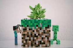Minecraft Cube Planter Pencil Stand